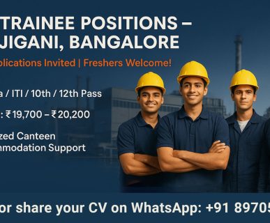 Male trainee candidates working in Jigani industrial area, Bangalore