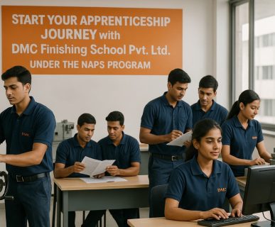 Apprenticeship students engaged in hands-on and computer-based training at DMC Finishing School Pvt. Ltd. under the NAPS Program.